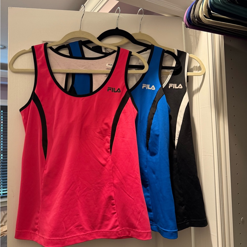 3 Fila Women's Athletic Tank Top - Pink, Blue, & Black